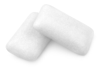 Two pieces of chewing gums isolated on white with clipping path