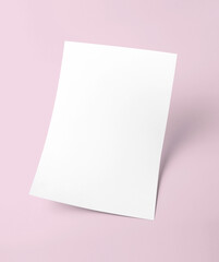 Obraz na płótnie Canvas The white blank document paper template with pink background