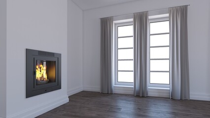 3D render of an empty room