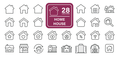 Home, house line icons. Editable stroke. For website marketing design, logo, app, template, ui, etc. Vector illustration.