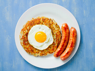 close up of rustic golden swiss rosti potato