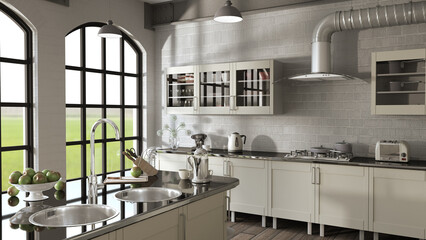 3D render of a contemporary kitchen