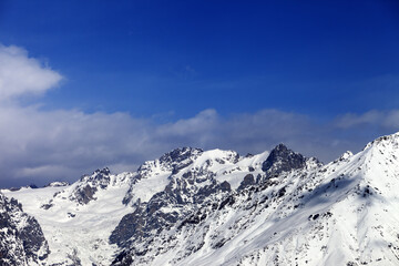 Fototapeta premium High winter mountains at nice sunny day. Caucasus Mountains. Svaneti region of Georgia.
