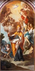 Fototapeten NAPLES, ITALY - APRIL 20, 2023: The painting of St. Augustine in the church Chiesa di Santa Caterina da Siena by Francesco De Mura  (1696 - 1782).  © Renáta Sedmáková