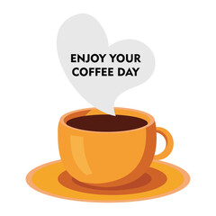 Coffee design over white background, vector illustration. Vector illustration. With the words enjoy your coffee day. Suitable for use as a decorative design in coffee shops or elements designs