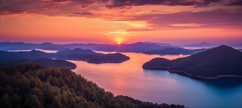 Sunset on Ozarks Lake created with Generative AI Technology, ai, generative