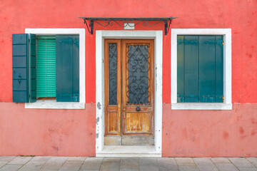 Fototapeta na wymiar Colorful house on The Burano island near Venice, Italy, Europe.