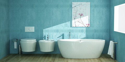 Obraz na płótnie Canvas modern ceramic bathtube 3e illustration