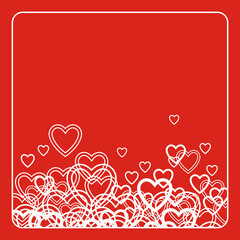 Composition with the image of hearts. In a square contours of hearts are located. They big and small.