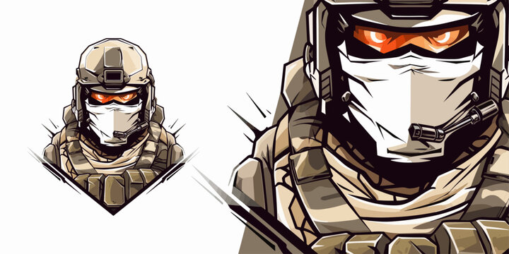 Elite Army Soldier Logo: Powerful Illustration Vector for Sport and E-Sport Teams