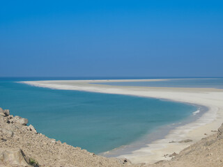 Fototapeta premium Panorama of Qalansiyah white sand beach, Soqotra island, Yemen