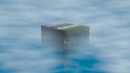 cube - shaped earth in the sky