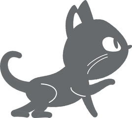 何かに興味津々な黒猫のベクターイラスト