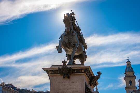 HDR picture of the bronze statue of Emanuele Filiberto di Savoia, Turin, Italy