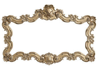 Classic mirror frame isolated on white background.Digital illustration.3d rendering