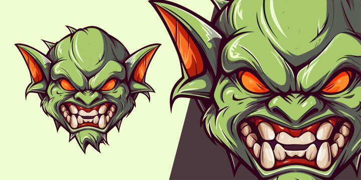 Dominant Goblin Illustration: Aggressive Logo for Professional Sport and E-Sport Teams