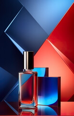 A couple of perfume bottles sitting on top of a table. Generative AI.