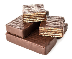 chocolate wafers with chocolate filling on a white background