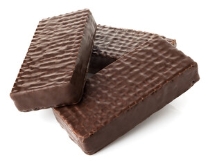 chocolate wafers with chocolate filling on a white background