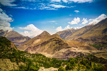 Panorama of Karimabad and Hunza valley in Gilgit-Baltistan, Pakistan