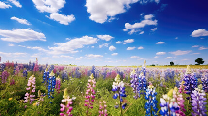 flower field and sky created with Generative AI technology