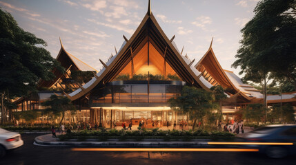 Fototapeta premium concept of Thai modern architecture market and department store