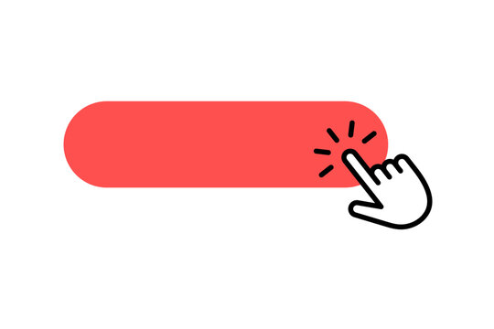 Vector blank button with clicking cursor.