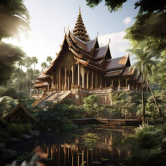 Fototapeta premium An enchanting Thai modern architecture created with Generative AI technology