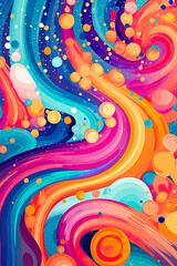 A colorful abstract background with bubbles and swirls. Generative AI.