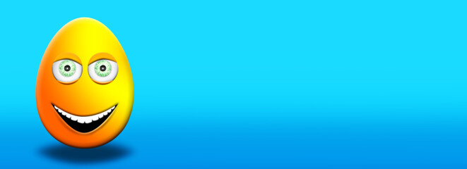 Easter Egg With Eyes and Mouth Face Expression 3D Illustration