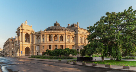 Fototapeta na wymiar Odessa National Academic Theater of Opera and Ballet in Ukraine in a summer morning