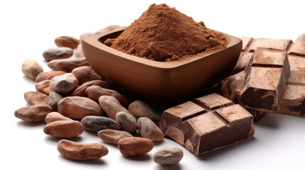 cocoa chocolate and powder isolated