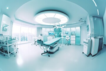 Wide angle view of empty surgery room