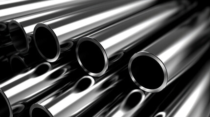 Stainless steel pipes at the factory - obrazy, fototapety, plakaty