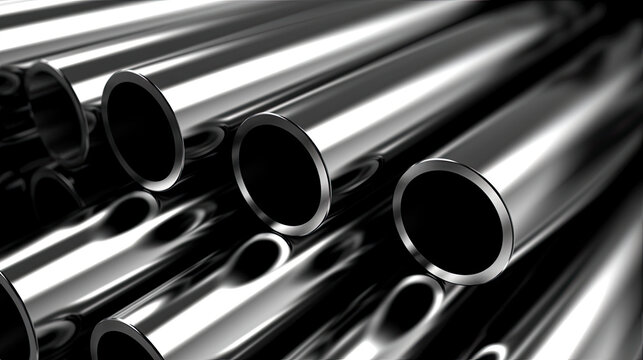 Stainless steel pipes at the factory
