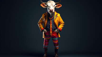 portrait of Cow's Fashion and style created with Generative AI technology