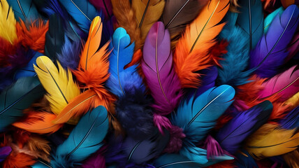 Generative AI Illustration of Color Feathers for Use as a Graphic Resource or Screen Saver or Phone or Desktop