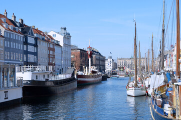 Fototapeta na wymiar Travel to Europe under spring,Nyhavn in the Copenhagen -Denmark