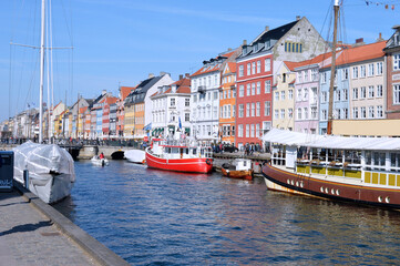 Travel to Europe under spring,Nyhavn in the Copenhagen -Denmark