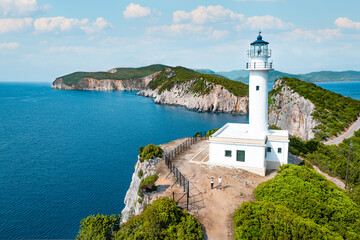 Fototapeta na wymiar Aerial view of lighthouse on the island of Lefkada