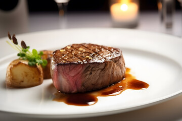 Fancy beef steak dinner, Generative AI