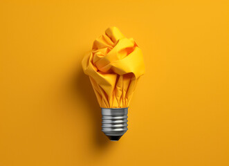 A conceptual representation of an idea emerges from a lamp, with the light taking the form of a yellow paper, symbolizing creativity and illumination. generative AI.