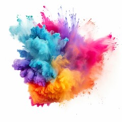 Fototapeta na wymiar colorful mixed rainbow powder explosion isolated on white background | Generative AI