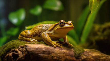 Obraz premium frog on log created with Generative AI technology
