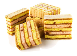 A lot of fresh crisp cookies on a white background