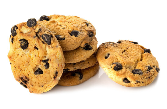 Biscuit rack with chocolate crumbs on a white background