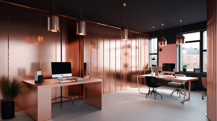 minimal copper style office room