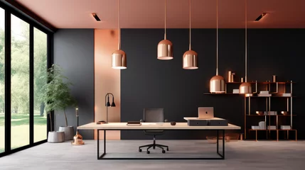 Foto op Plexiglas minimal copper style office room © Poprock3d
