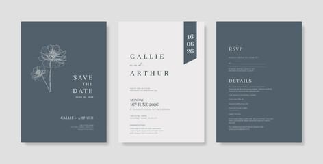 Premium wedding invitation template. Wedding engagement template with terracotta style. engraved wedding invitation template