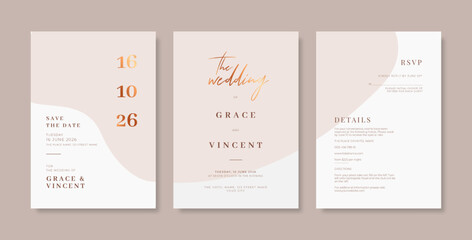 Fototapeta na wymiar Premium wedding invitation template. Wedding engagement template with monochrome style. engraved wedding invitation template